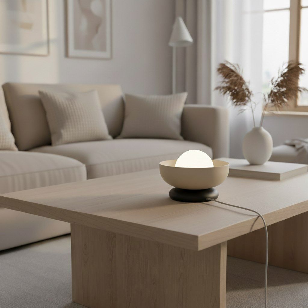 Emibig Ozzy lampa stołowa 1x8 W czarna/beżowa 1517/LN1