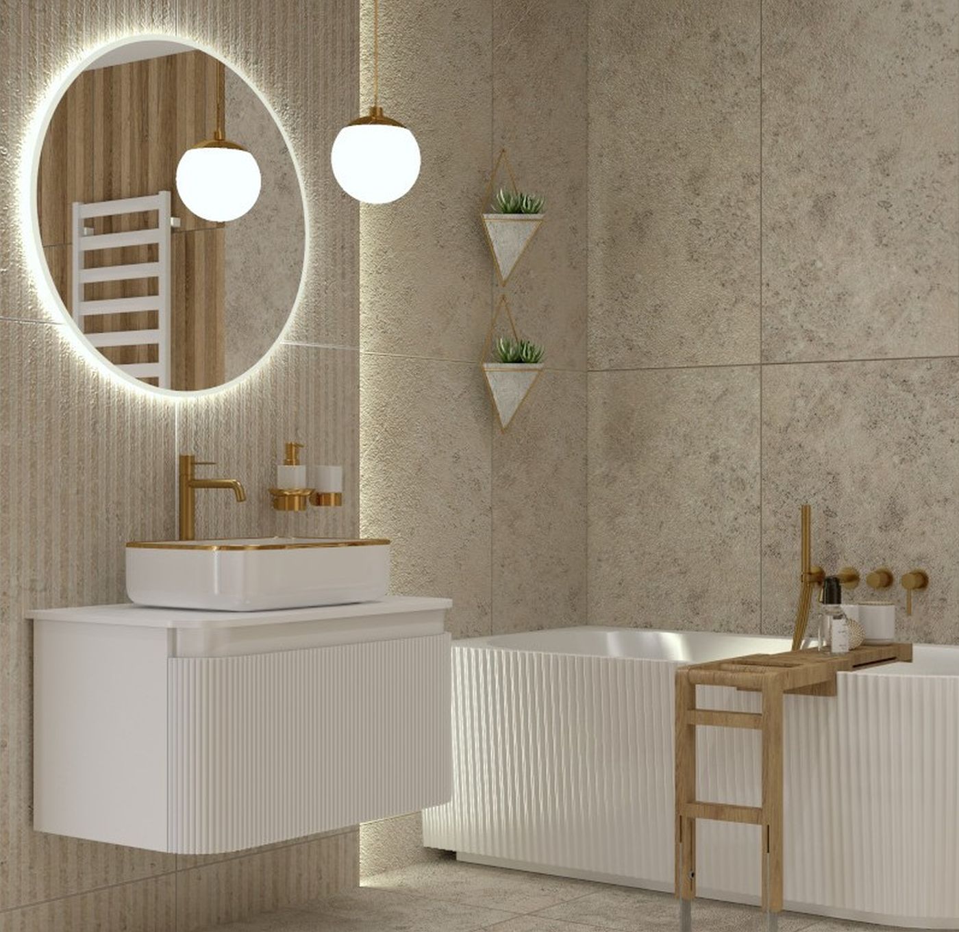 LaVita Stilbe lustro 80x80 cm okrągłe z oświetleniem