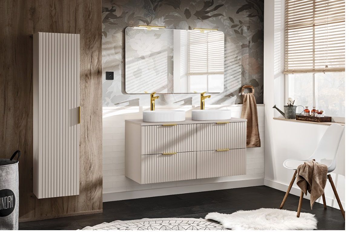 Zestaw Comad Adel Cashmere szafki 60 cm i 60 cm wiszące z blatem meblowym 120 cm kaszmir SET-ADC B CASHMERE 120CM - Wysyłka w 24h