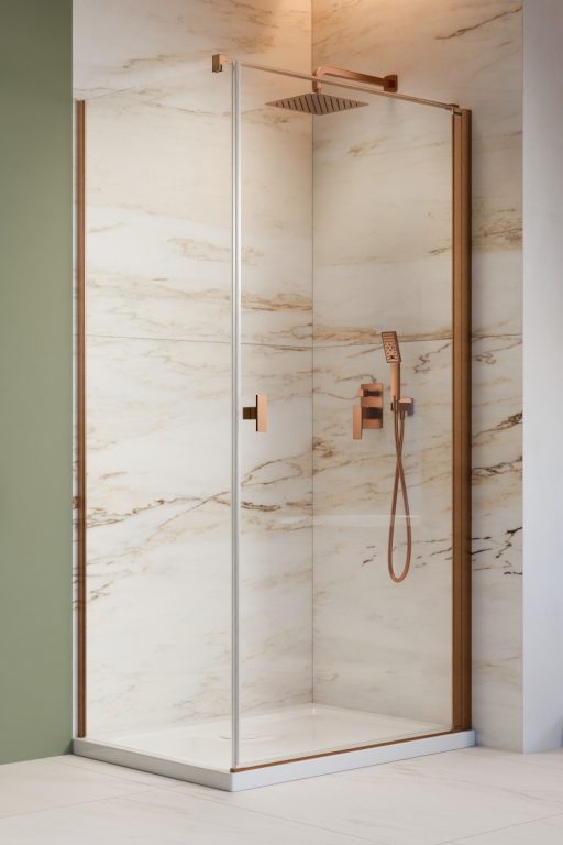 Radaway Nes Brushed Copper KDJ I drzwi prysznicowe 90 cm uchylne miedź szczotkowana/szkło przezroczyste 10022090-93-01R