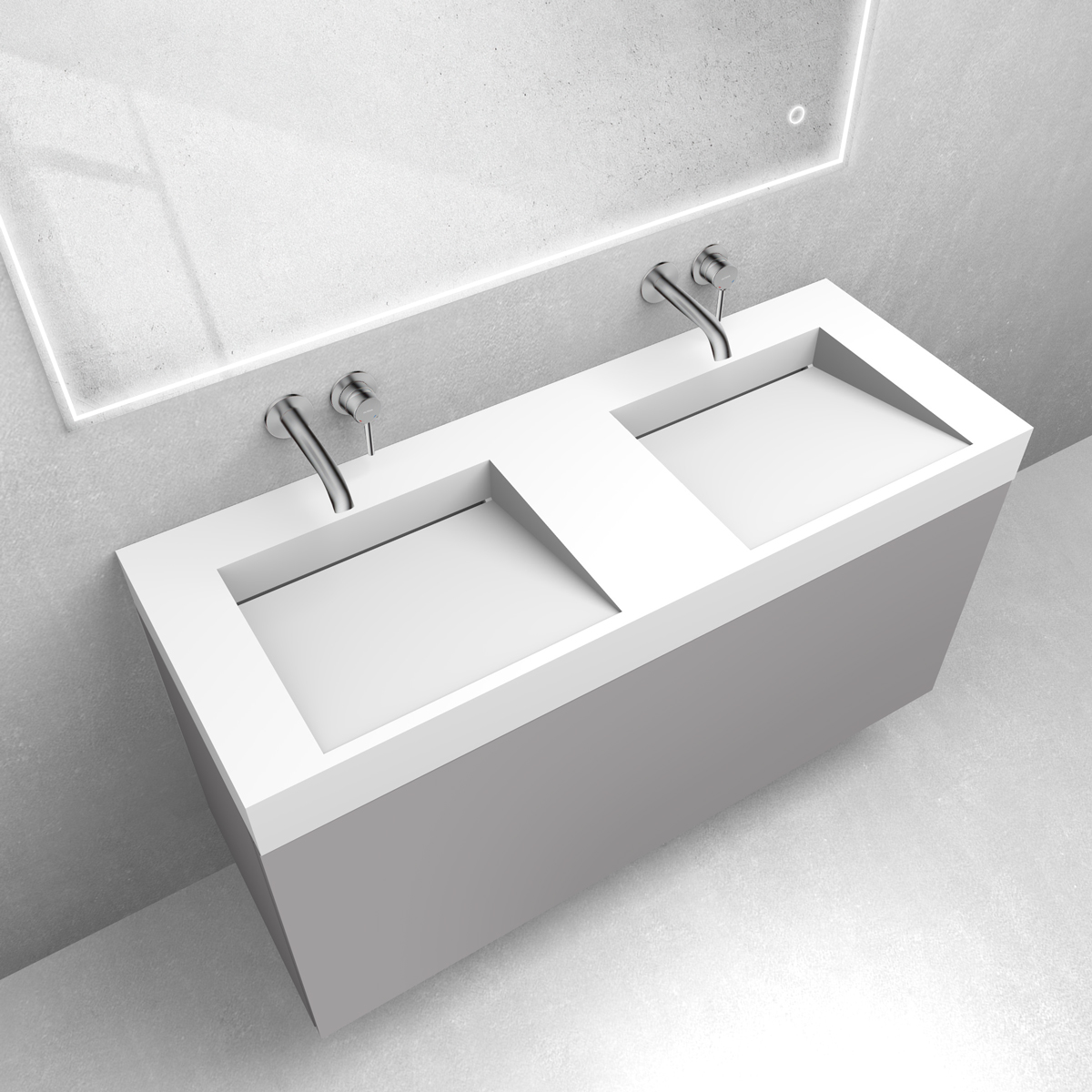 Zestaw Oltens Lun szafka podumywalkowa 120 cm z umywalką Stila LavaForm kaszmir/biały mat 68803900