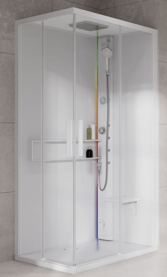 Novellini Glax 2 2.0 A kabina z hydromasażem 100x100 cm parowa z brodzikiem total biała G22A109M5-1UU