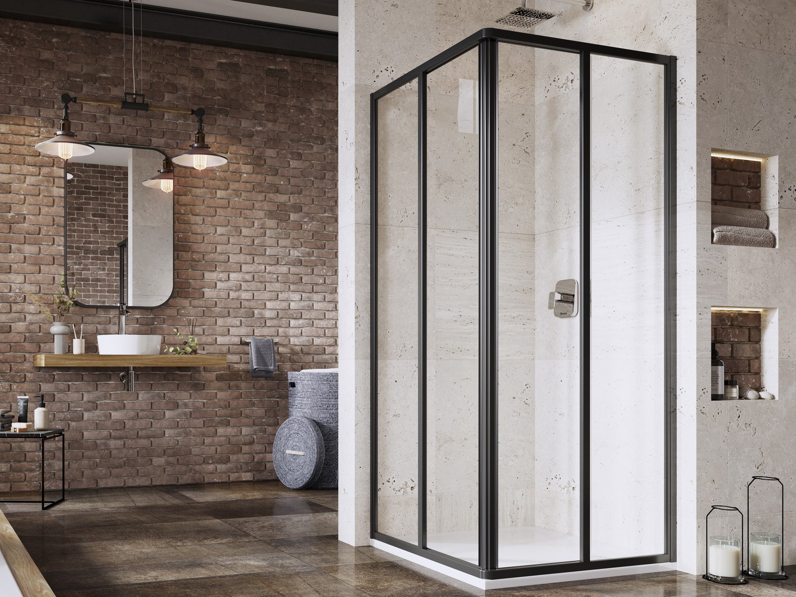 Ravak Supernova SRV2-100 S drzwi prysznicowe 100 cm przesuwne częściowe 1/2 czarny mat/szkło przezroczyste 14VA03O2Z1