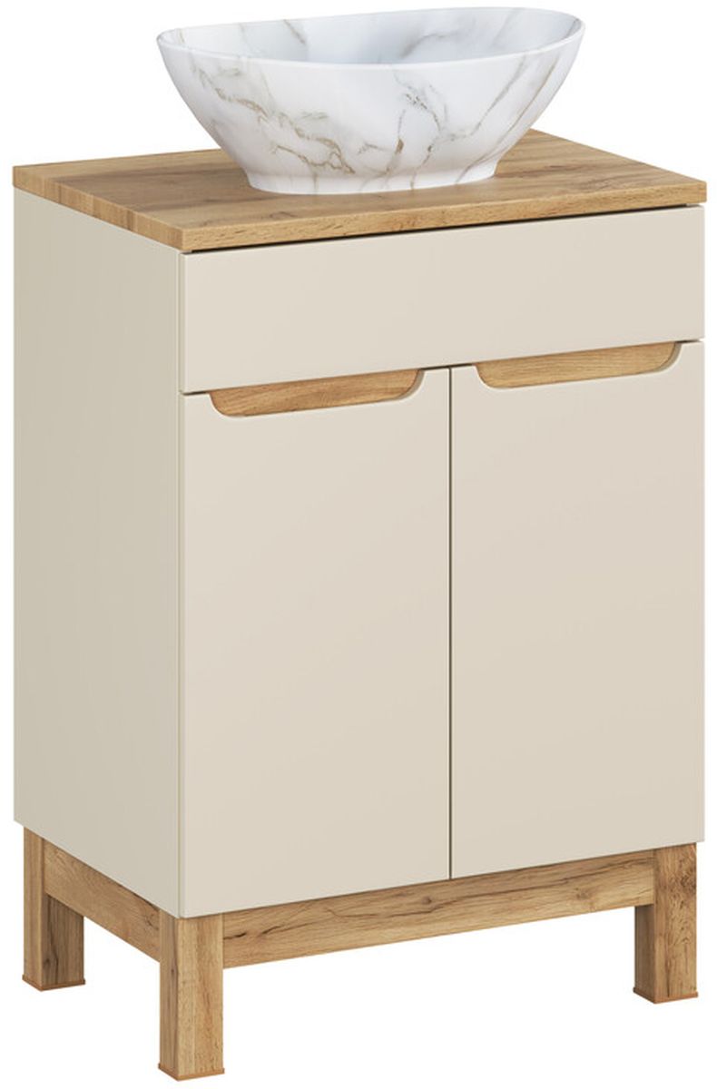 Comad Bali Cashmere zestaw meblowy 60 cm szafka stojąca z blatem i umywalka Pati kaszmir/dąb/biały SET-BAC B WOTAN 60CM UN PATI - Wysyłka w 24h