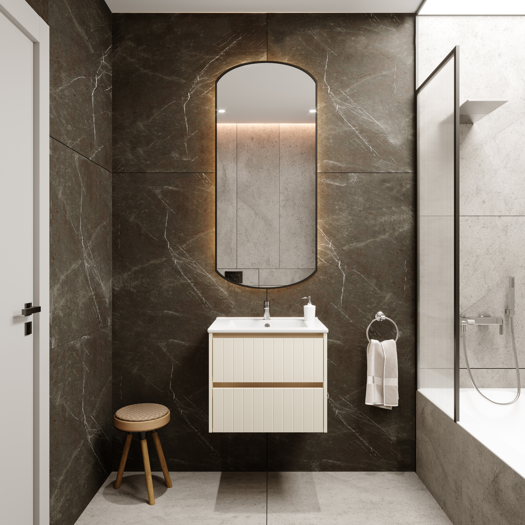 Uptrend Melito umywalka z szafką 70 cm almond mat 002-SU70-02+UP4530-700 - Wysyłka w 24h