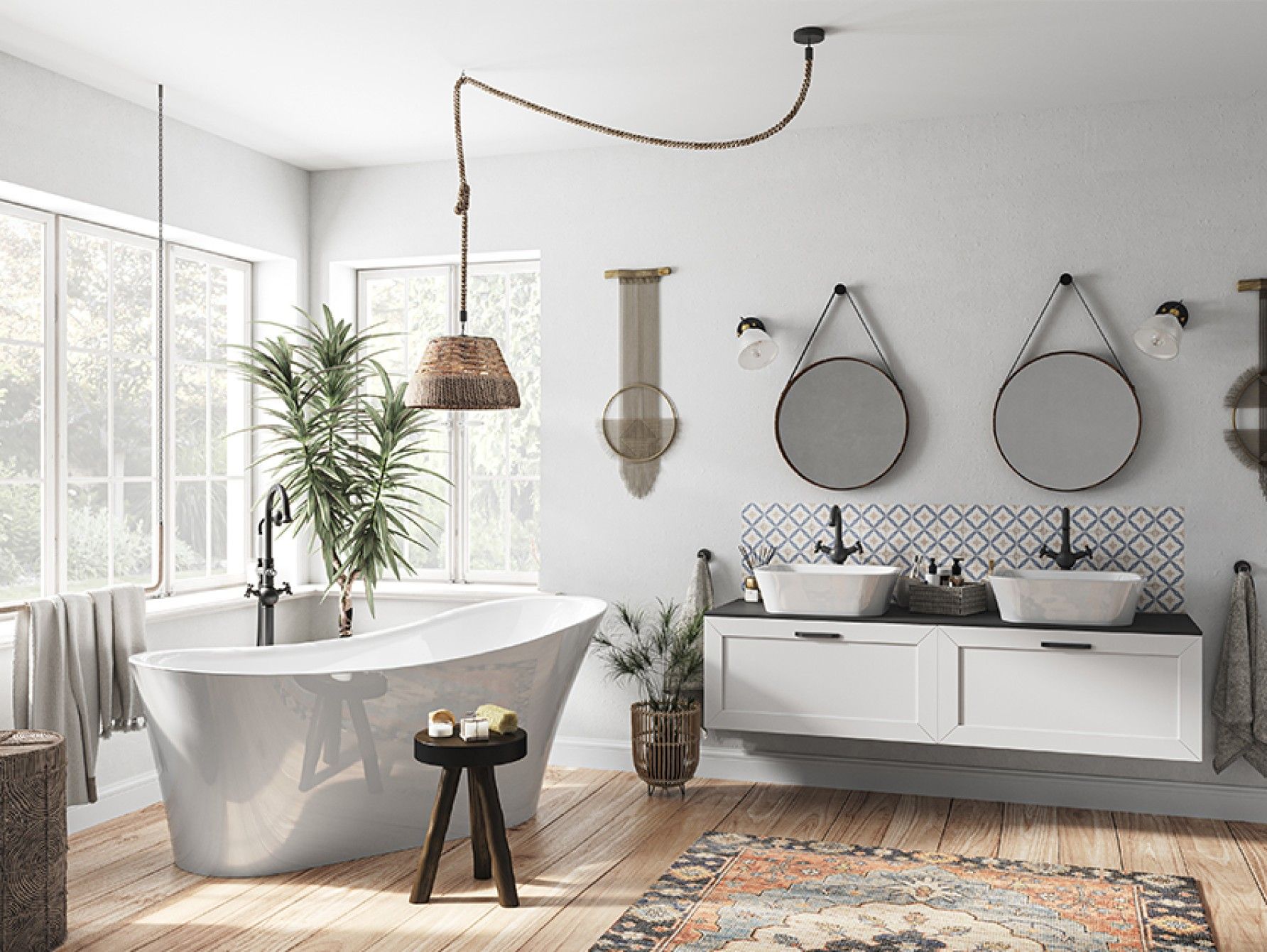 Besco Calima wanna wolnostojąca 170x74 cm owalna biała/maskownice czarne #WAS-170-CCZ