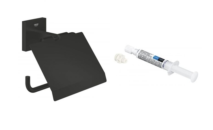 Zestaw Grohe Start Cube uchwyt na papier toaletowy czarny i klej montażowy QuickGlue (411022430, 41127000) - Wysyłka w 24h