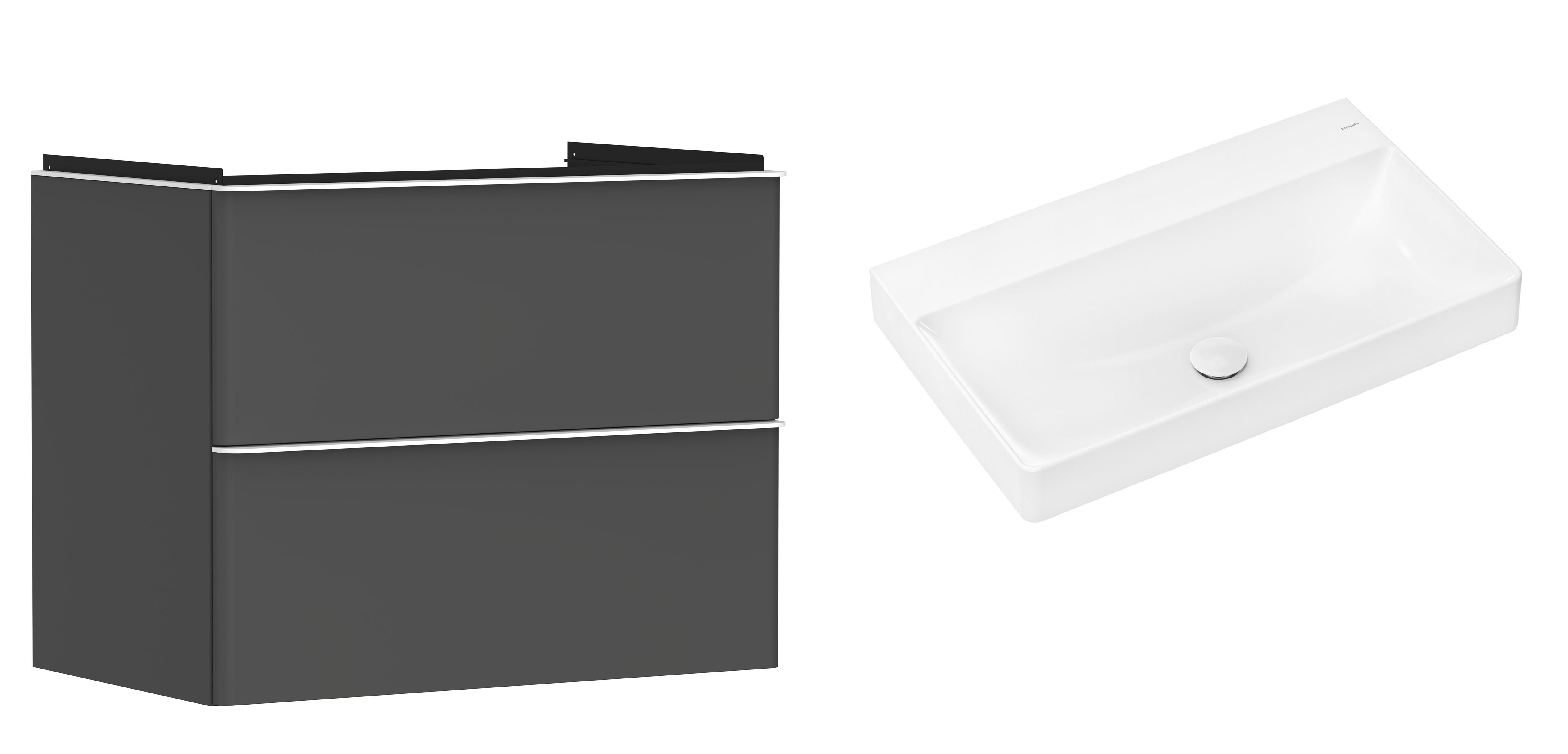 Hansgrohe Xelu Q szafka wisząca z umywalką 80x48 cm szary diament mat/biały mat/biały (54028700, 61021450)