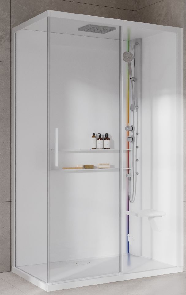 Novellini Glax 2 2.0 2P kabina z hydromasażem 120x80 cm parowa z brodzikiem prawa total biała G222P129DT5-1UU