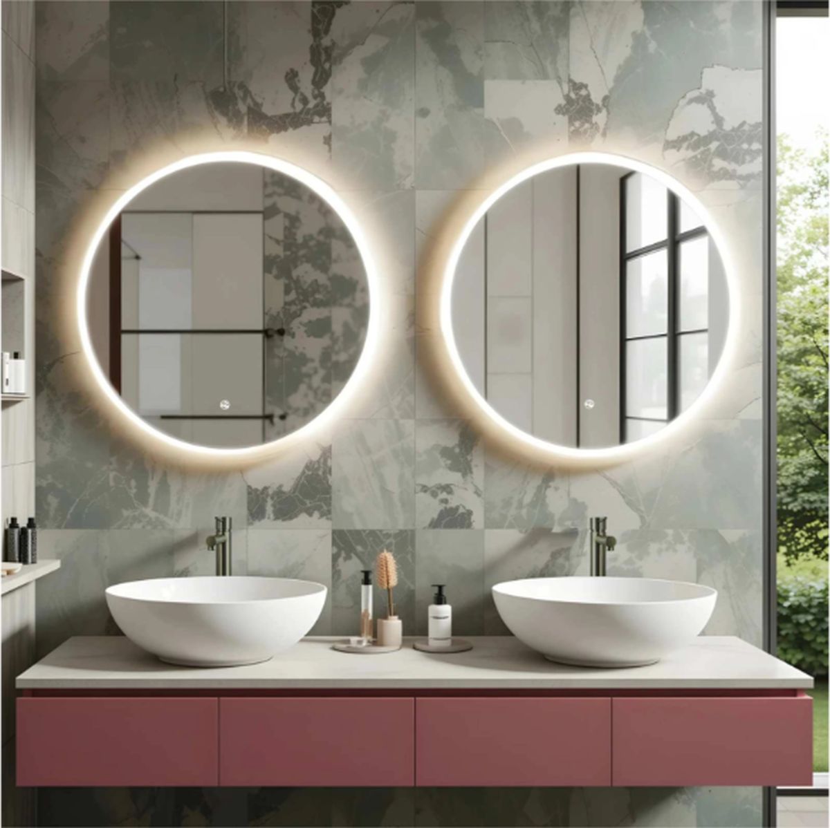 Corsan Tondo lustro 70x70 cm okrągłe z oświetleniem z matą grzewczą L0070A