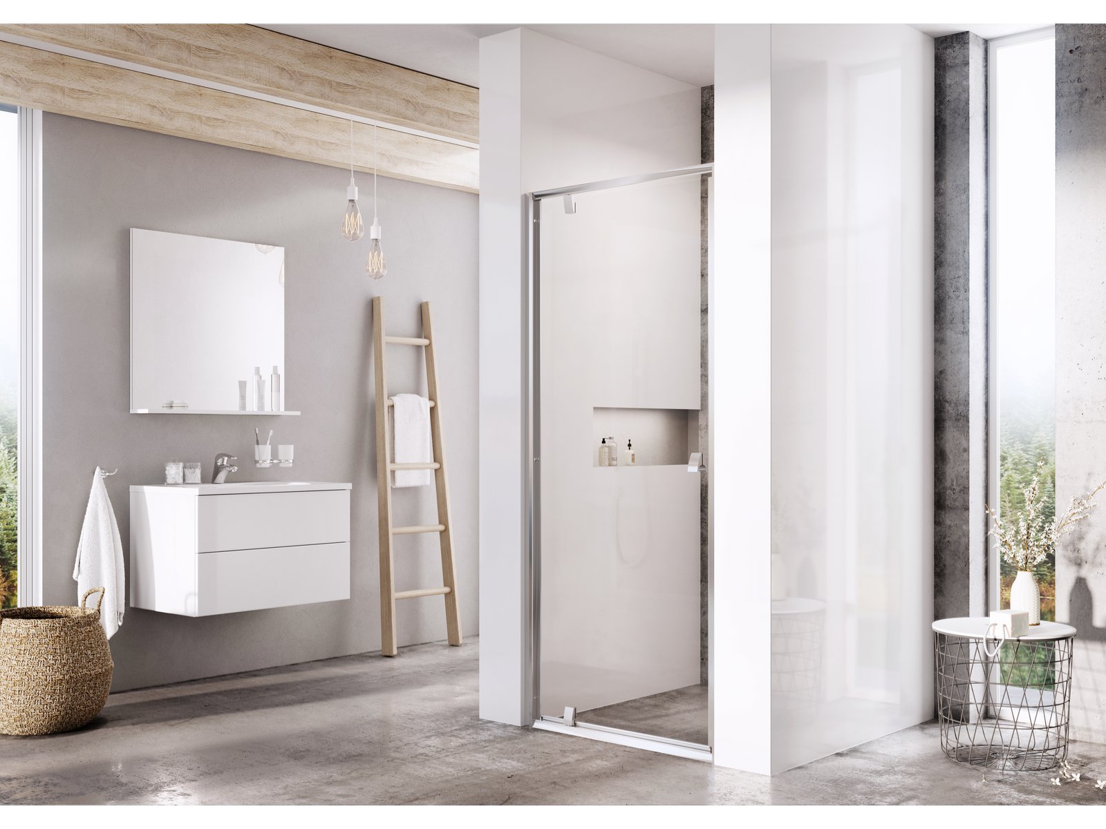 Ravak Pivot drzwi prysznicowe 80 cm uchylne satyna mat/szkło przezroczyste 03G40U00Z1