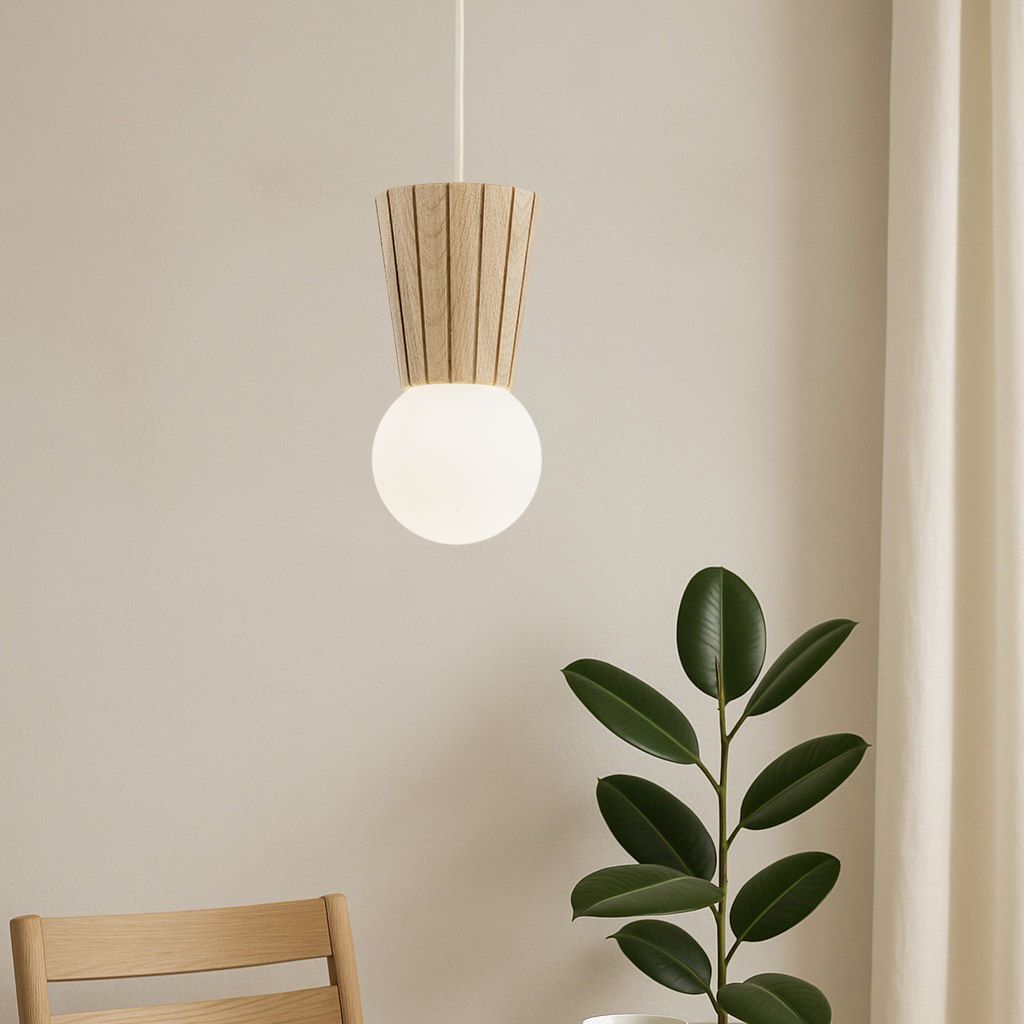 Argon Volante lampa wisząca 1x6 W drewno-opal 8951