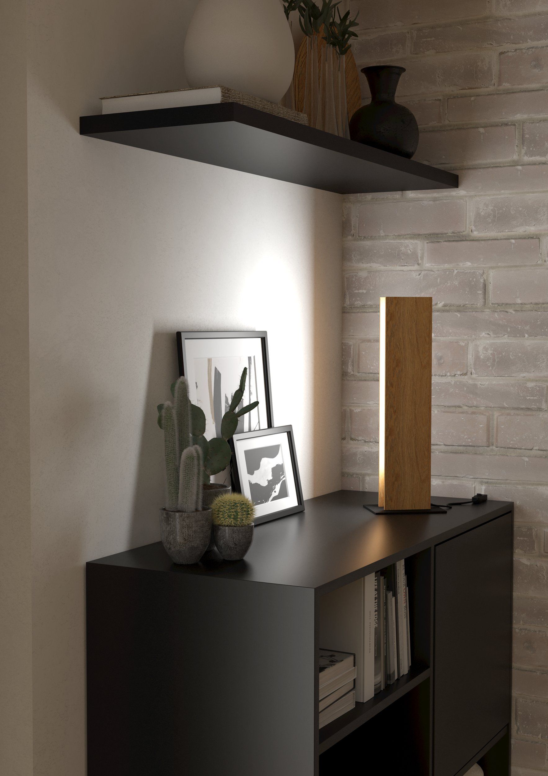 Eglo Anchorena lampa stołowa 1x16 W czarna-drewno 900391