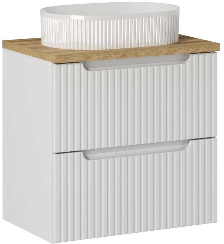 Zestaw Comad Nova White/Oak szafka z blatem 60 cm wisząca biały/dąb i umywalka Beyond 48x32,5 cm biała SET-NOW B OAK 60CM S UN BEYOND 5 ... - Wysyłka 