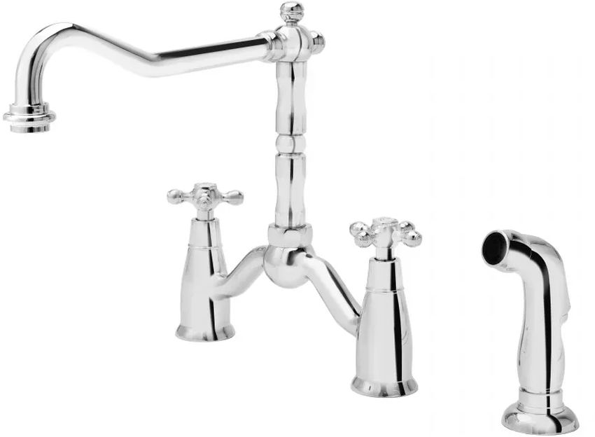 FDesign Lacrima bateria kuchenna stojąca 3-otworowa z wyciąganą oddzielną wylewką chrom FD1-LRA-8-11