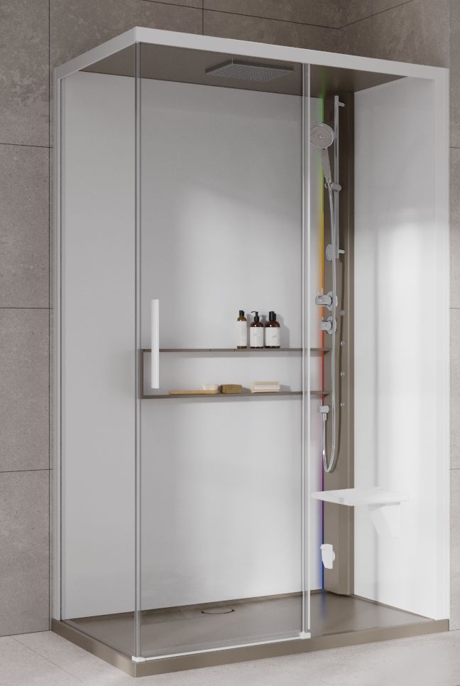 Novellini Glax 2 2.0 2P kabina z hydromasażem 120x80 cm parowa z brodzikiem prawa corda G222P129DT5-1TU