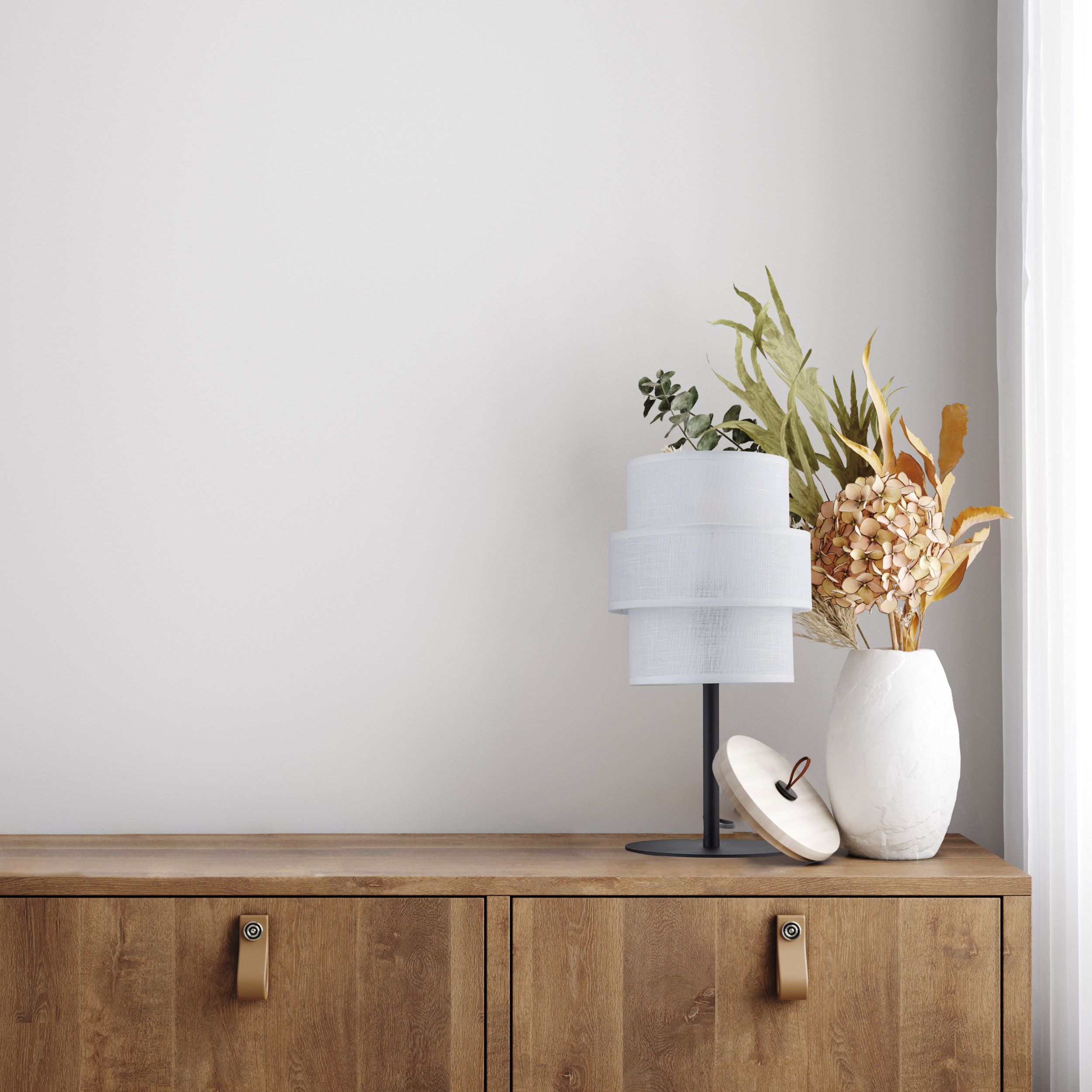 TK Lighting Calisto lampa stołowa 1x15W biały/czarny 5893