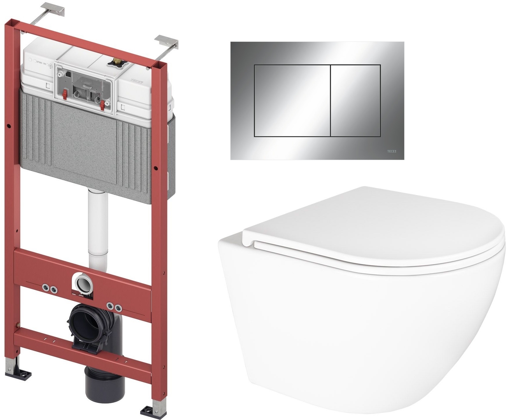 Zestaw Oltens Hamnes Kort Stille miska WC wisząca spłukiwanie wirowe z deską wolnoopadającą i stelaż podtynkowy Tece Base z ... - Wysyłka w 24h