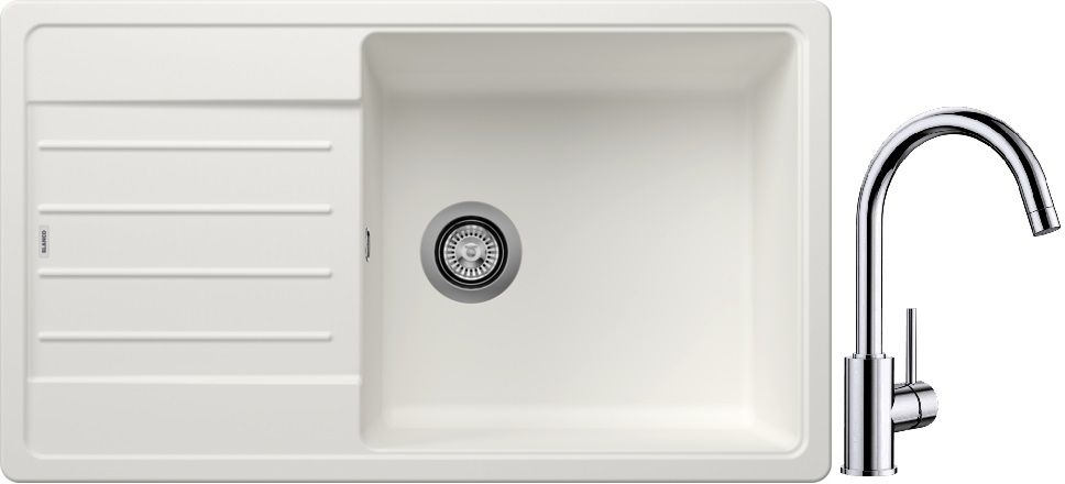 Blanco Legra XL 6 S zlewozmywak 86x50 cm z Silgranit biały z Blanco Mida bateria kuchenna stojąca chrom (523328;517742)