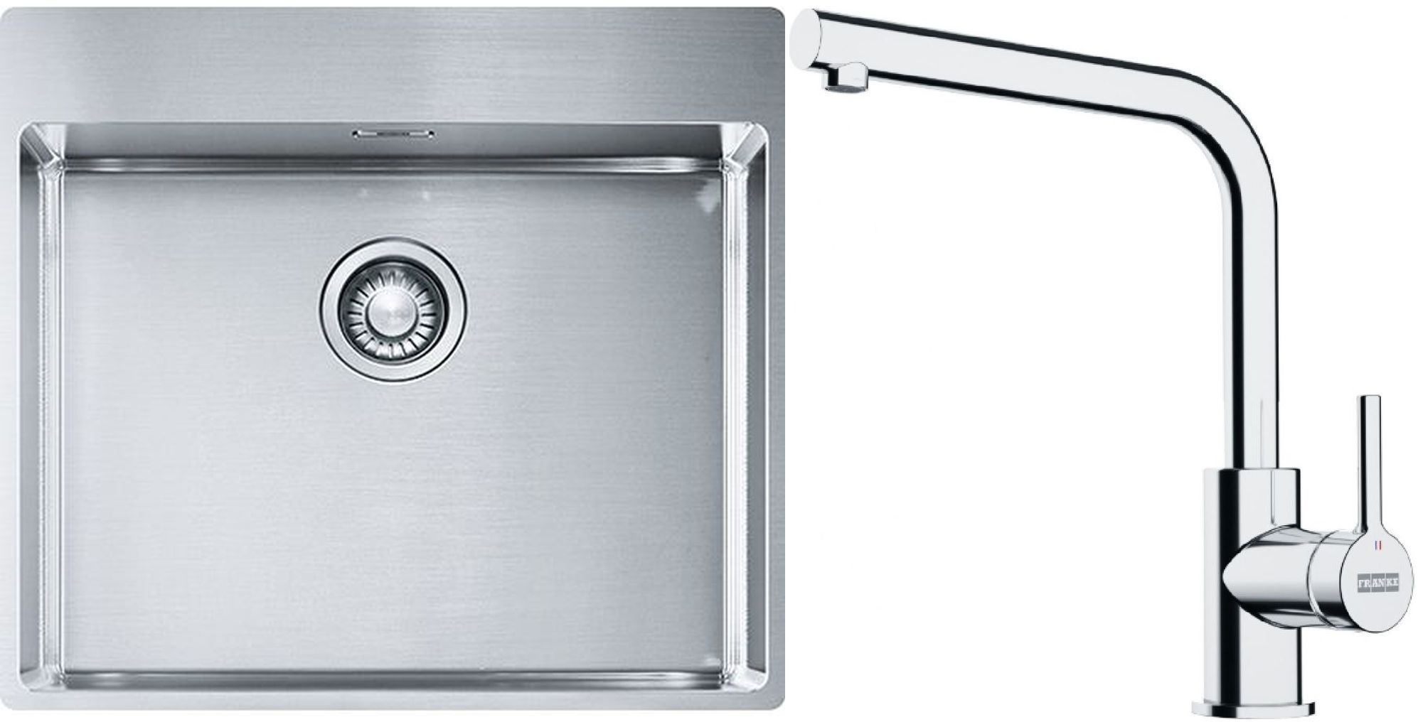 Franke Box BXX 210-54 TL zlewozmywak 57x51 cm stalowy z baterią kuchenną Lina chrom (1270369295, 1150693230)