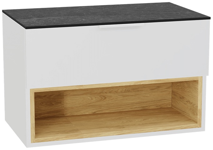 Zestaw Excellent Tuto 2.0 szafka 80 cm podumywalkowa wisząca z blatem biały-dąb-grafit MLEX.2171.K.80.02MA.WHWH