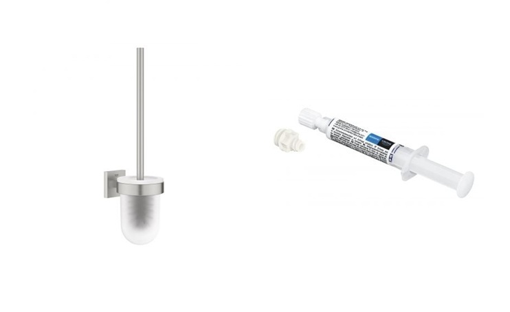 Zestaw Grohe Start Cube szczotka toaletowa ścienna stal i klej montażowy QuickGlue (40977DC0, 41127000) - Wysyłka w 24h