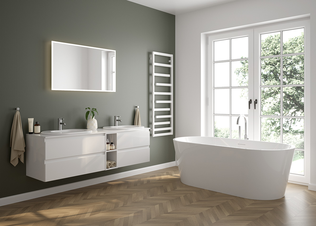 Oltens Vernal szafka 60 cm podumywalkowa wisząca biały połysk 60002000 - Wysyłka w 24h