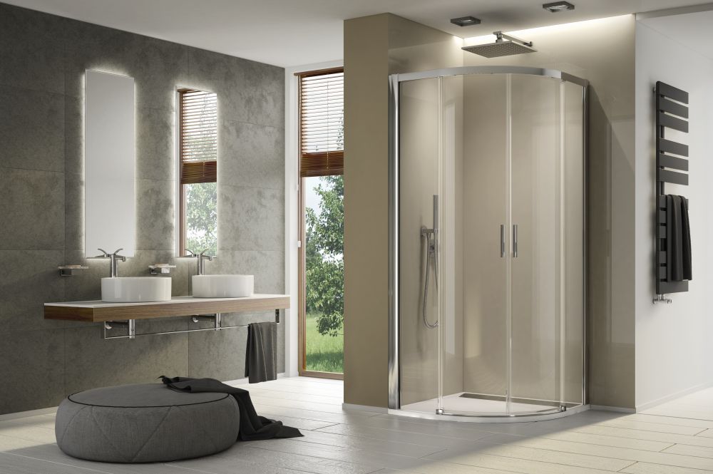 Ronal Top Line S kabina prysznicowa 80x80 cm półokrągła srebrny mat/szkło przezroczyste TLSR550800107