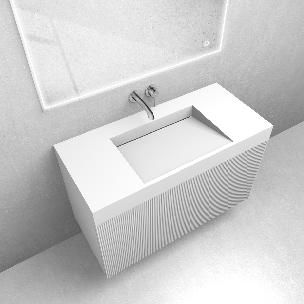 Zestaw Oltens Lun szafka podumywalkowa 100 cm z umywalką Stila LavaForm biały mat 68793000