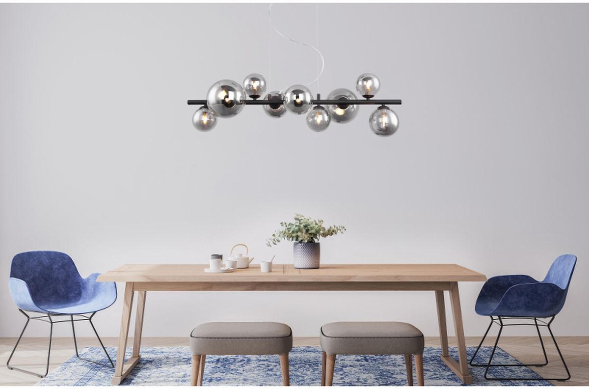 Globo Lighting Riha lampa wisząca 9x3,5W czarny mat/szkło przydymione 56133-9H