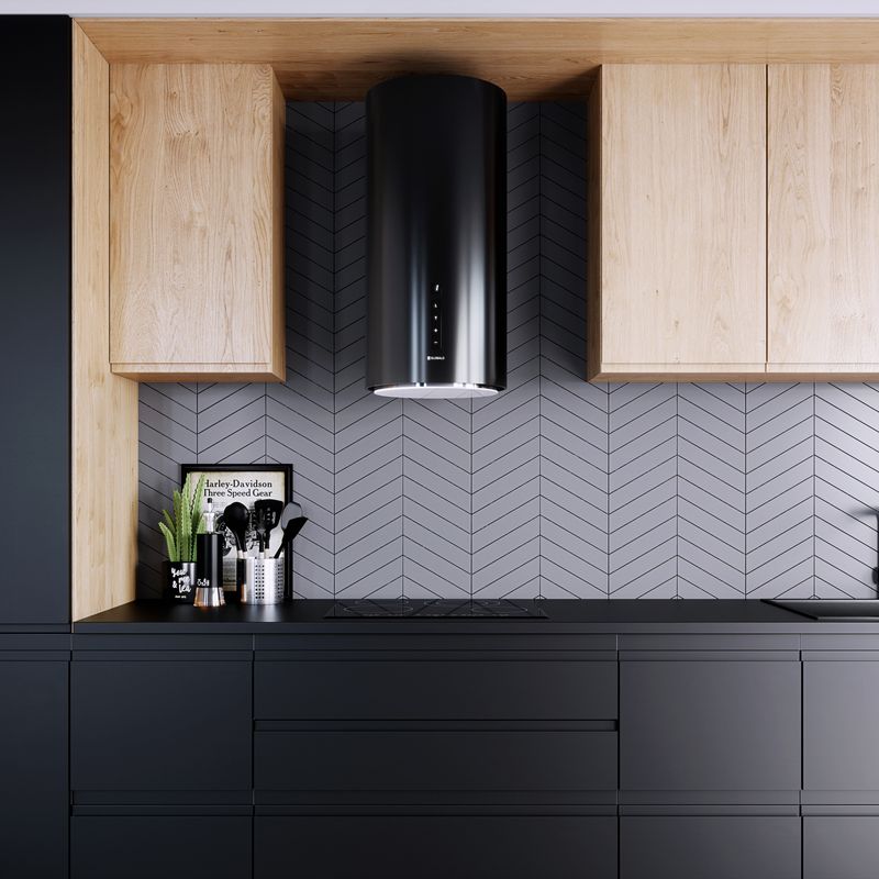 Globalo Design Heweno okap kuchenny 39 cm ścienny czarny HEWENO_39_3_BLACK