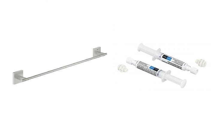 Zestaw Grohe Start Cube drążek na ręcznik stal i klej montażowy QuickFix (41089DC0, 41128000)