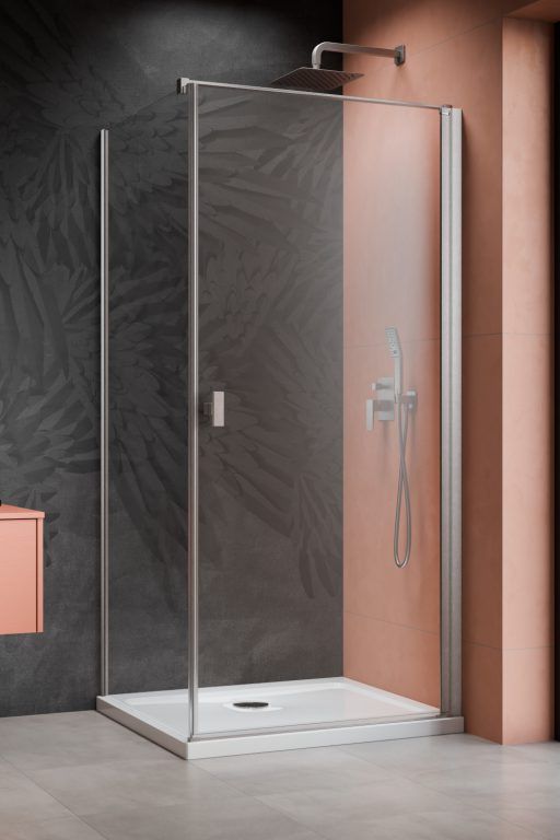 Radaway Nes Brushed Nickel KDJ I drzwi prysznicowe 90 cm uchylne nikiel połysk/szkło przezroczyste 10022090-91-01R