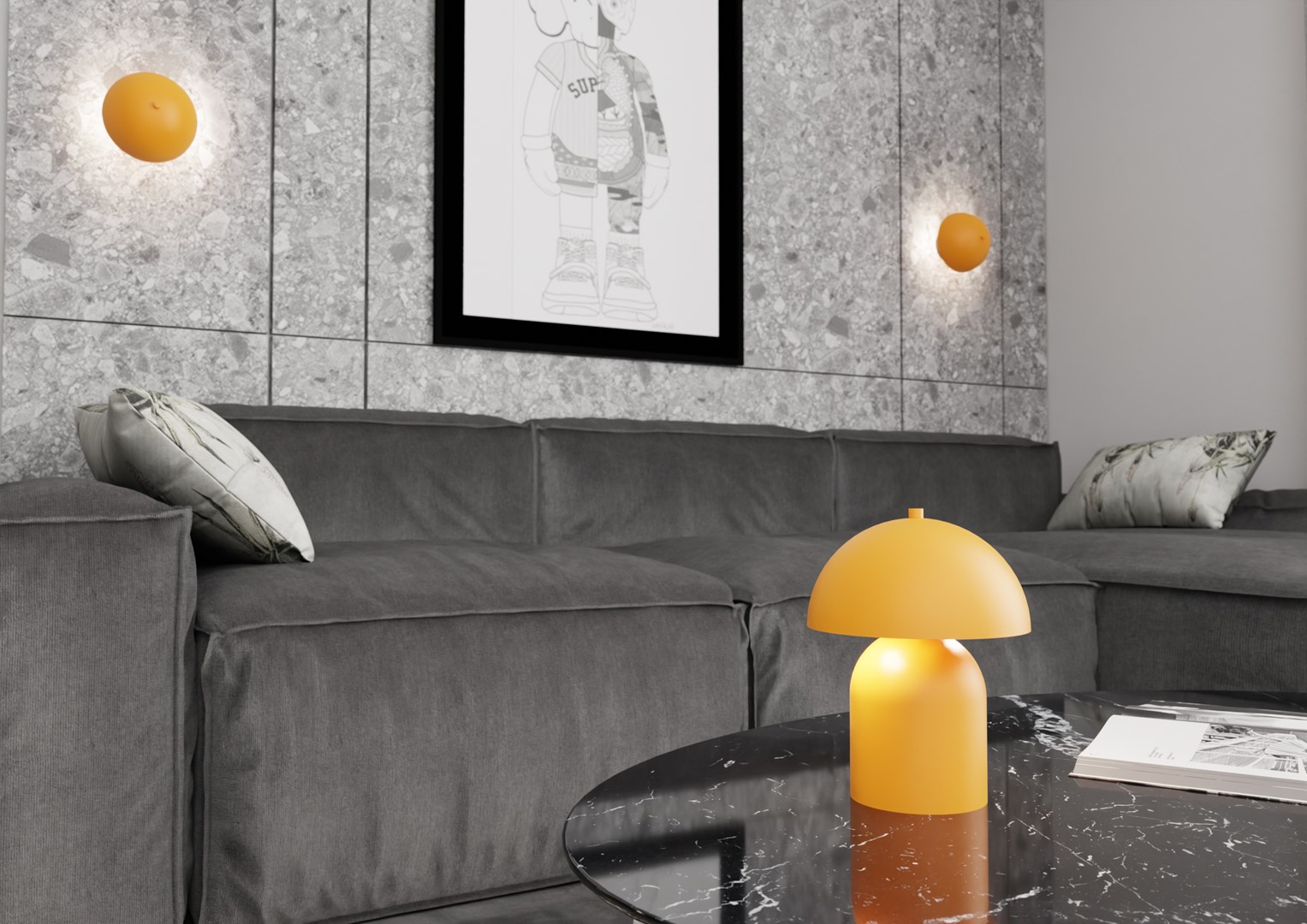 Emibig Mush lampa stołowa 2x8 W żółta 1452/LN2