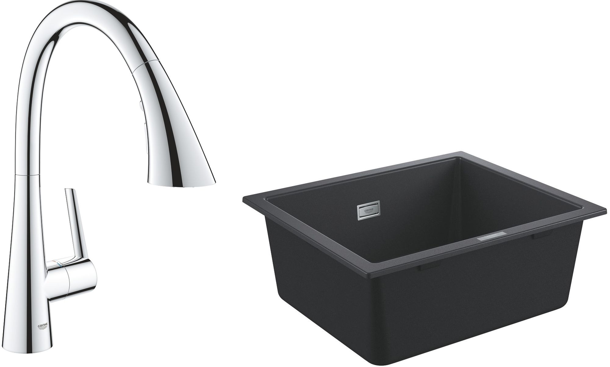 Zestaw Grohe K700 zlewozmywak 53,3x45,7 cm z baterią kuchenną Zedra chrom (31654AP0, 32294002) - Wysyłka w 24h