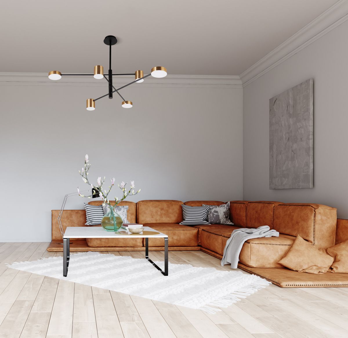 Italux Remdal lampa podsufitowa 6x26 W czarna/złota PND-16374-6-BK-GD-3K