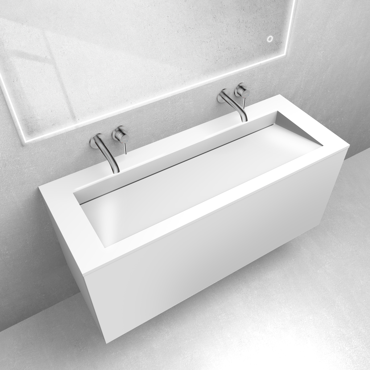 Zestaw Oltens Lun szafka podumywalkowa 120 cm z umywalką Stila LavaForm biały mat/biały połysk 68764000