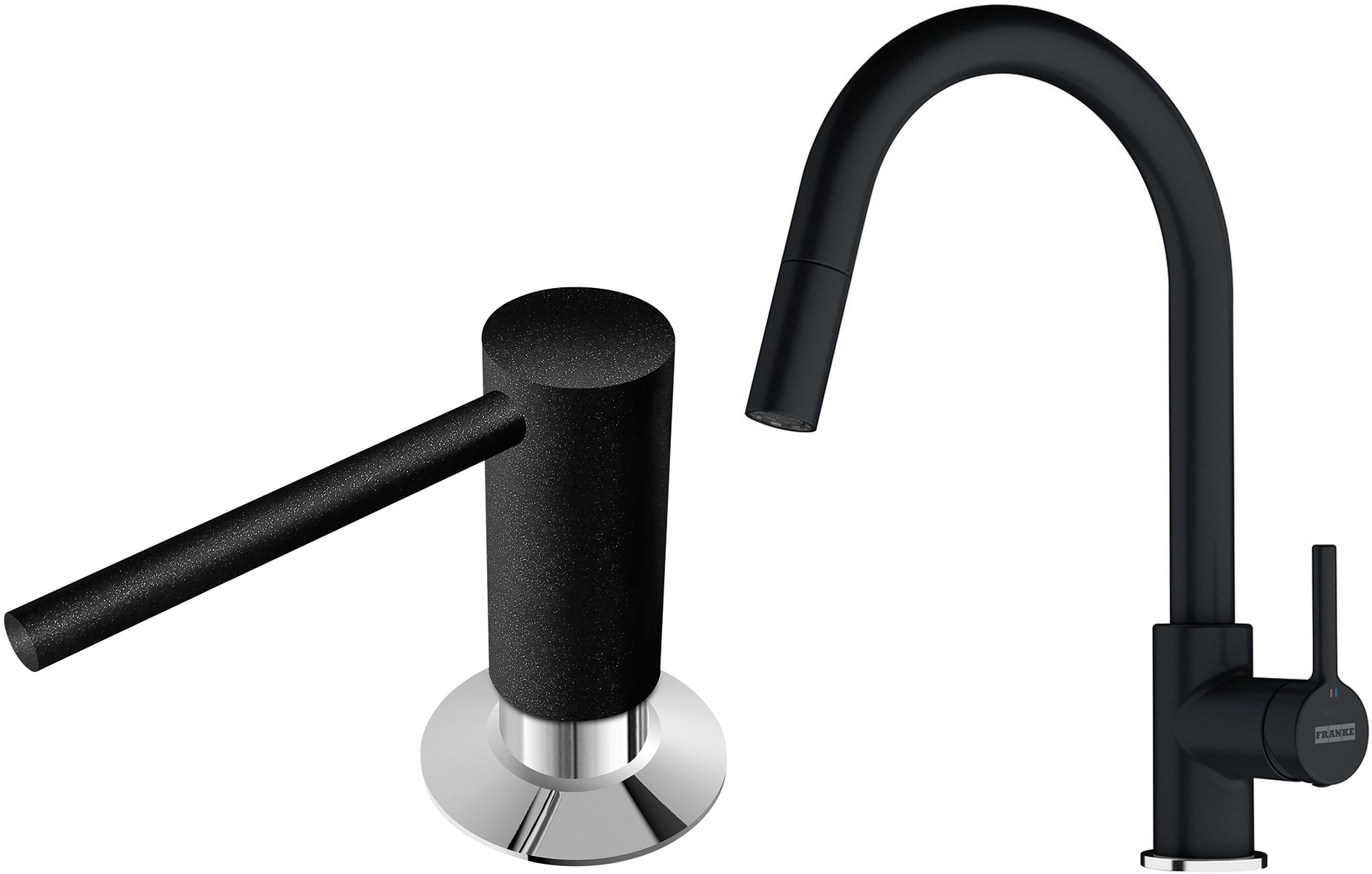 Zestaw Franke Lina bateria kuchenna stojąca z dozownikiem do płynów 350 ml onyx (1150626055, 1190578743) - Wysyłka w 24h