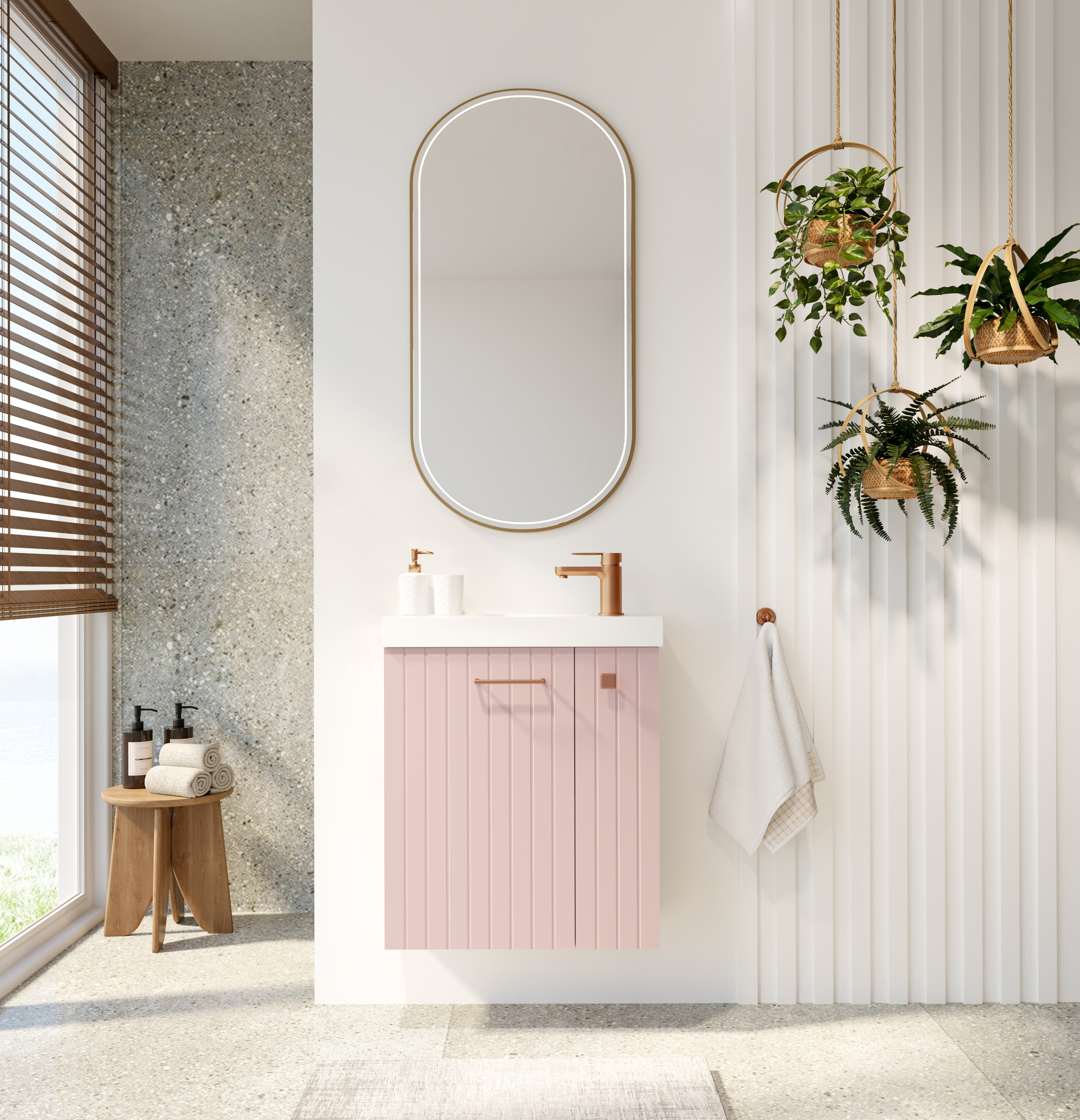 Uptrend Nook umywalka z szafką i uchwytami 55 cm rose mat/miedziany 010SU5510TR41366