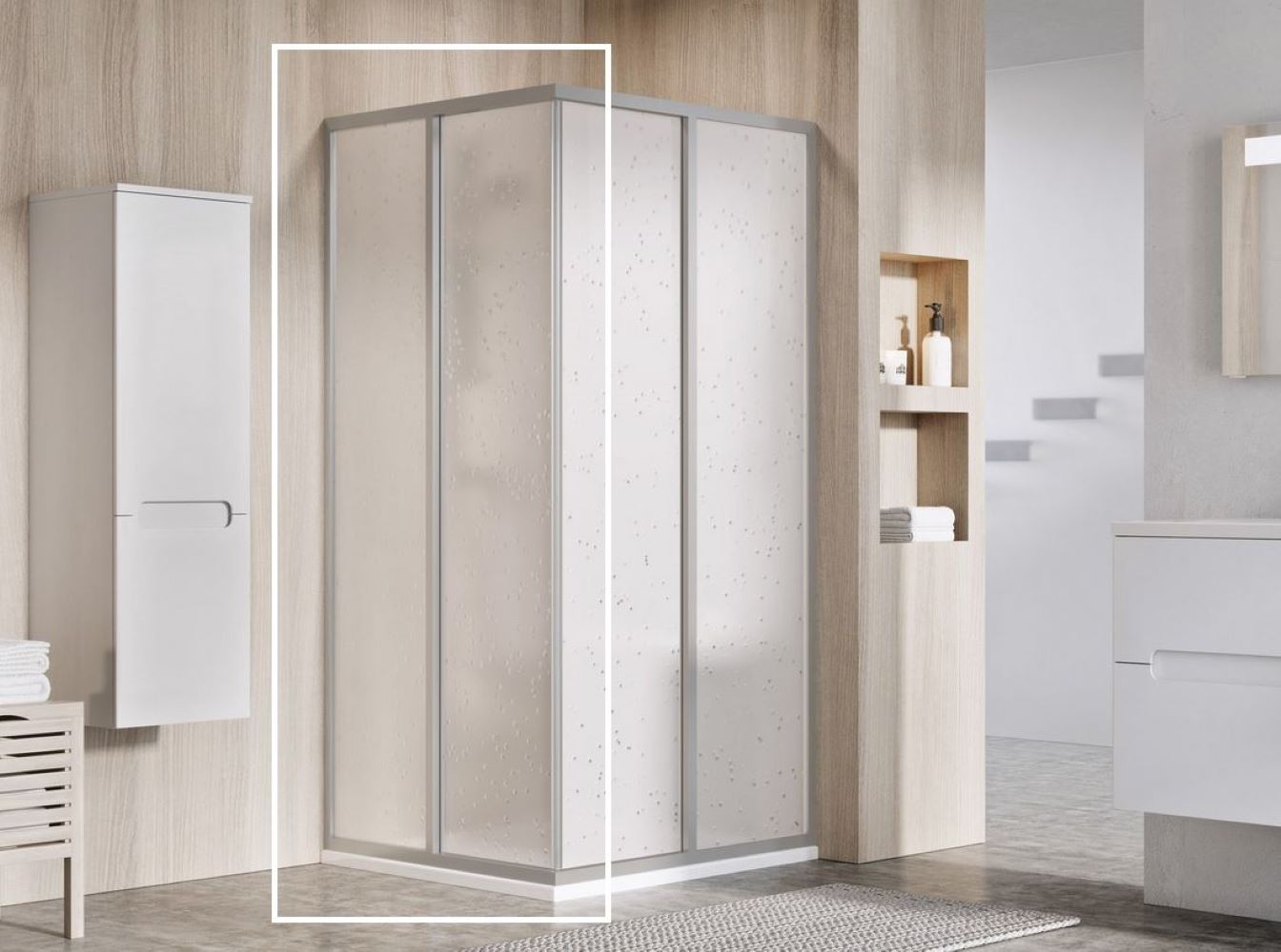 Ravak Supernova SRV2-80 S drzwi prysznicowe 80 cm przesuwne częściowe 1/2 satyna/pearl 14V40UO211