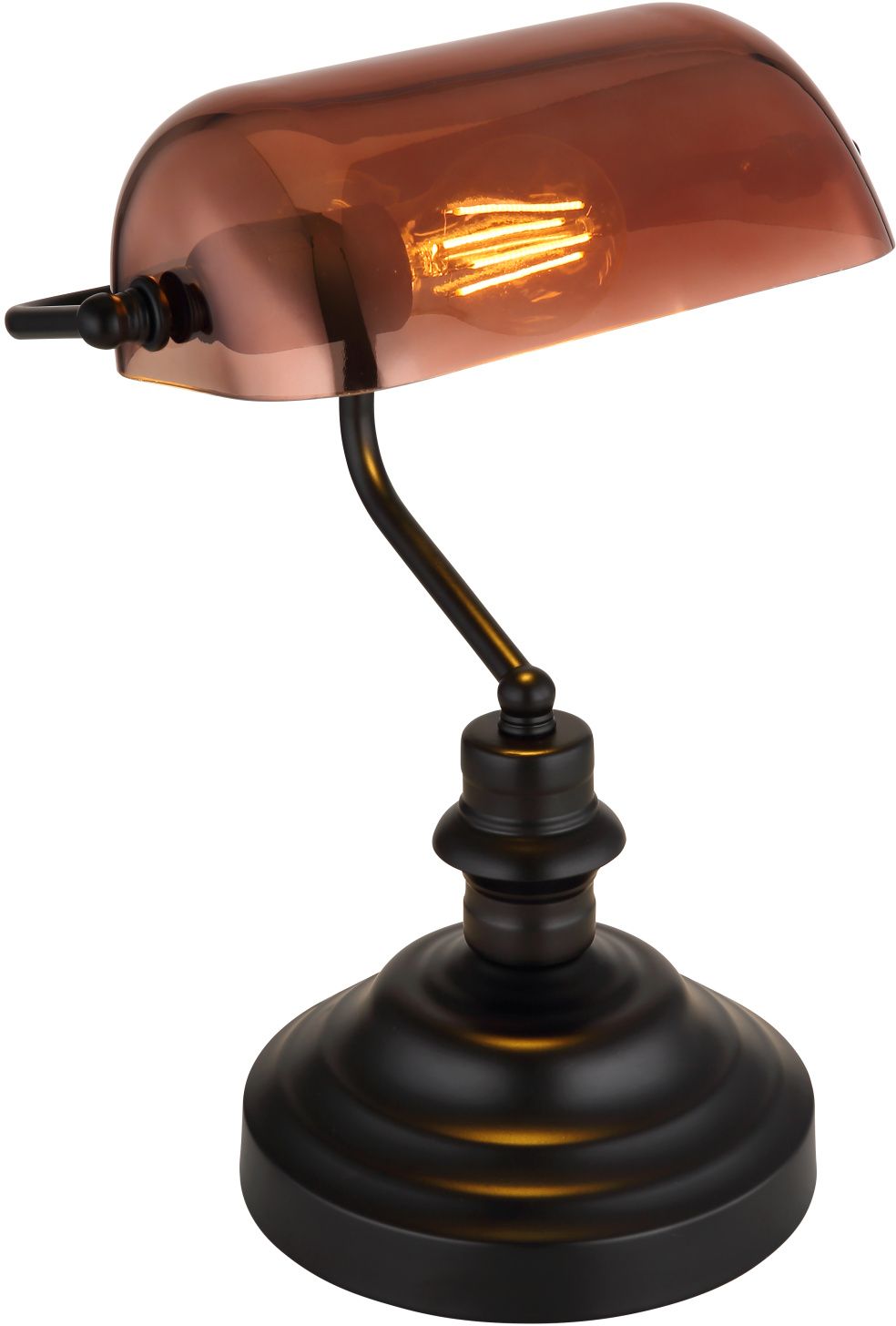 Globo Lighting Antique lampa stołowa 1x60 W czarna-przezroczysta-miedź 2491C