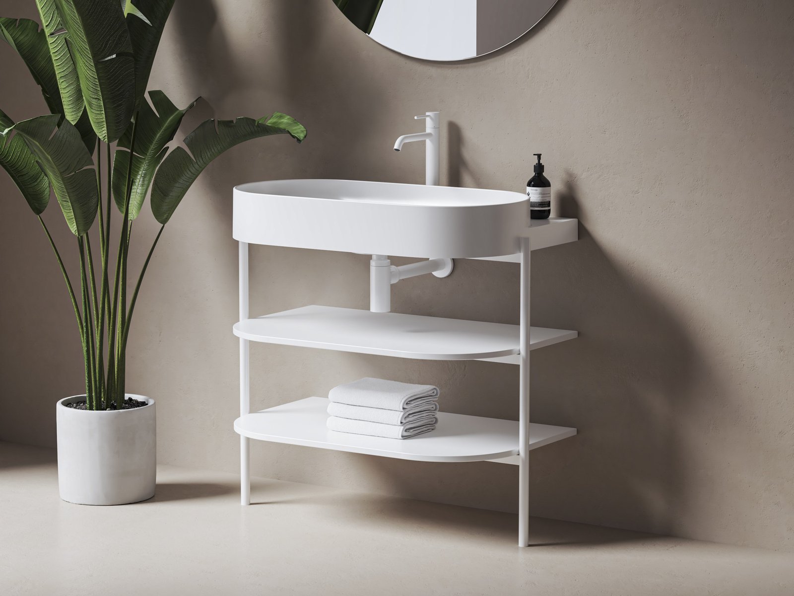 Ravak Yard szafka podumywalkowa 86,8x49,5x76,5 cm stojąca otwarta z półkami CS YARD 800 biały mat D80000E006