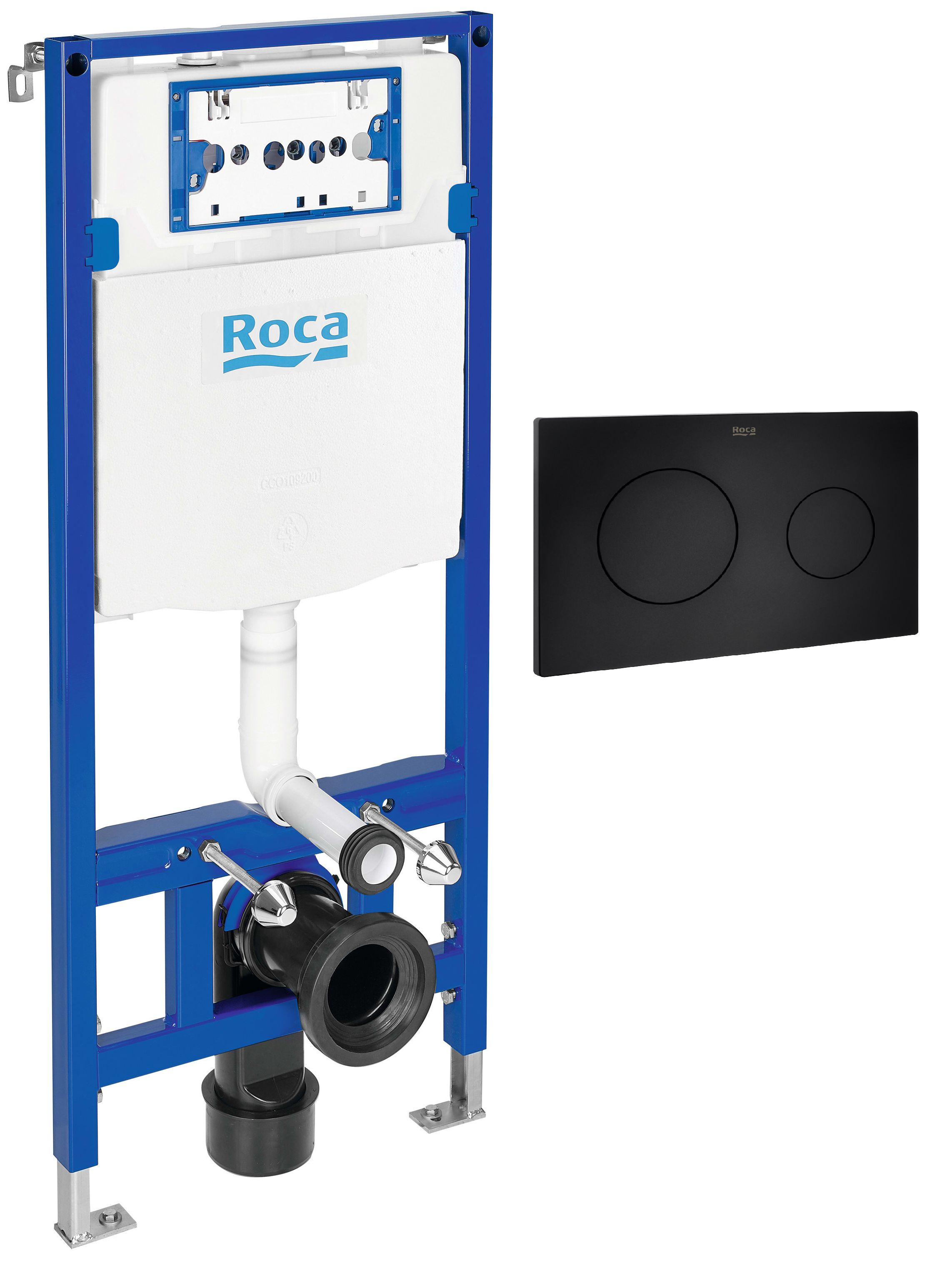 Roca Duplo One PL10 zestaw 2w1 stelaż podtynkowy z przyciskiem spłukującym czarny mat (A890070020, A890189206) - Wysyłka w 24h