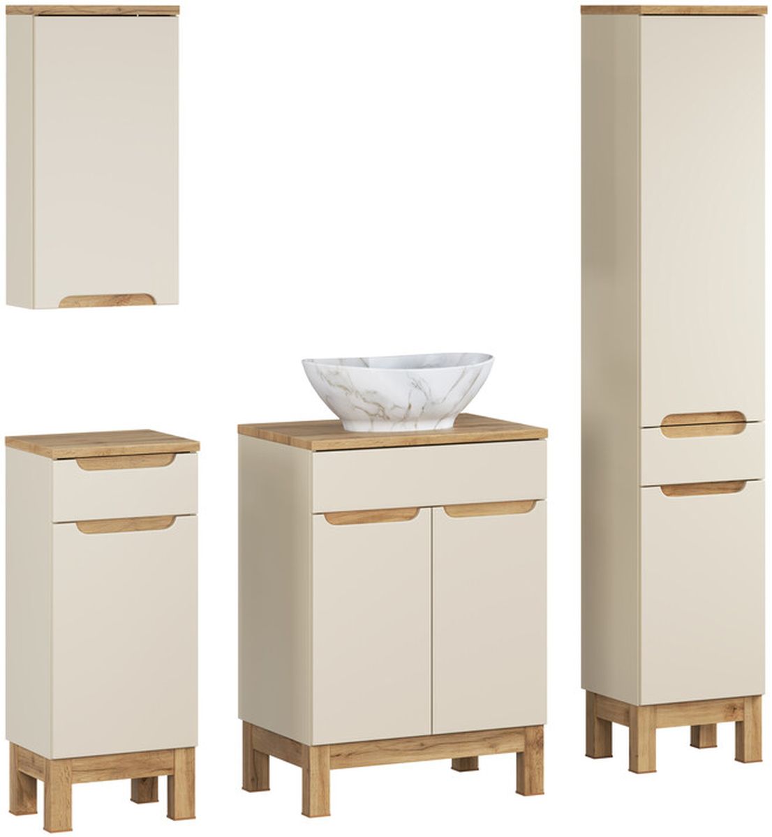 Comad Bali Cashmere zestaw meblowy 60 cm szafka stojąca z umywalką Pati i szafki boczne stojące/wisząca kaszmir/biały SET-BAC B WOTAN ...