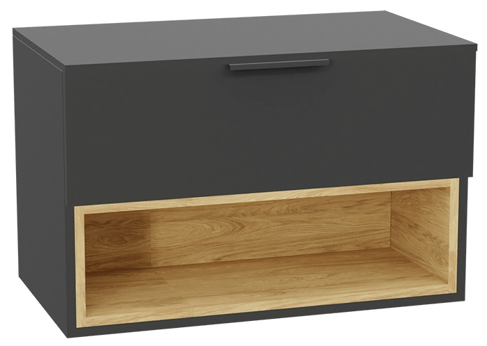 Zestaw Excellent Tuto 2.0 szafka 80 cm podumywalkowa wisząca z blatem szary-dąb MLEX.2171.K.80.021G.GRGR