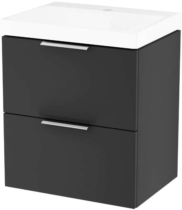 Zestaw Excellent Blanko umywalka z szafką 50 cm i uchwytami meblowymi czarny mat/biały/chrom MLEX.6317.KPL.490.BLCR