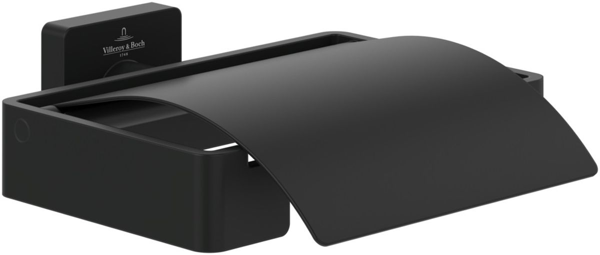 Villeroy & Boch Elements uchwyt na papier toaletowy z pokrywą czarny mat TVA152013000K5