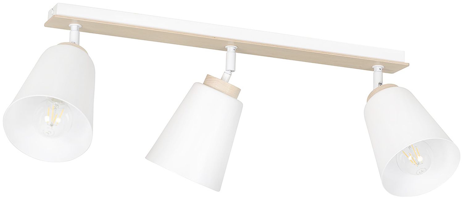 Emibig Atlas lampa podsufitowa 3x15 W biała-drewno 724/3