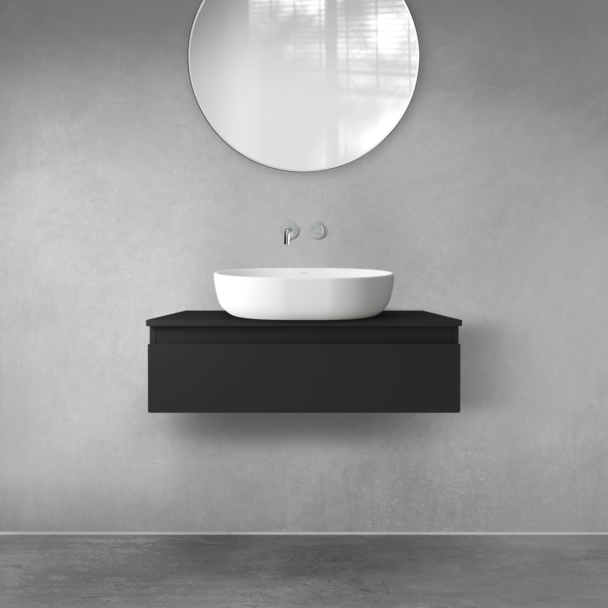 Oltens Vernal szafka 80 cm podumywalkowa wisząca z blatem czarny mat 68101300 - Wysyłka w 24h