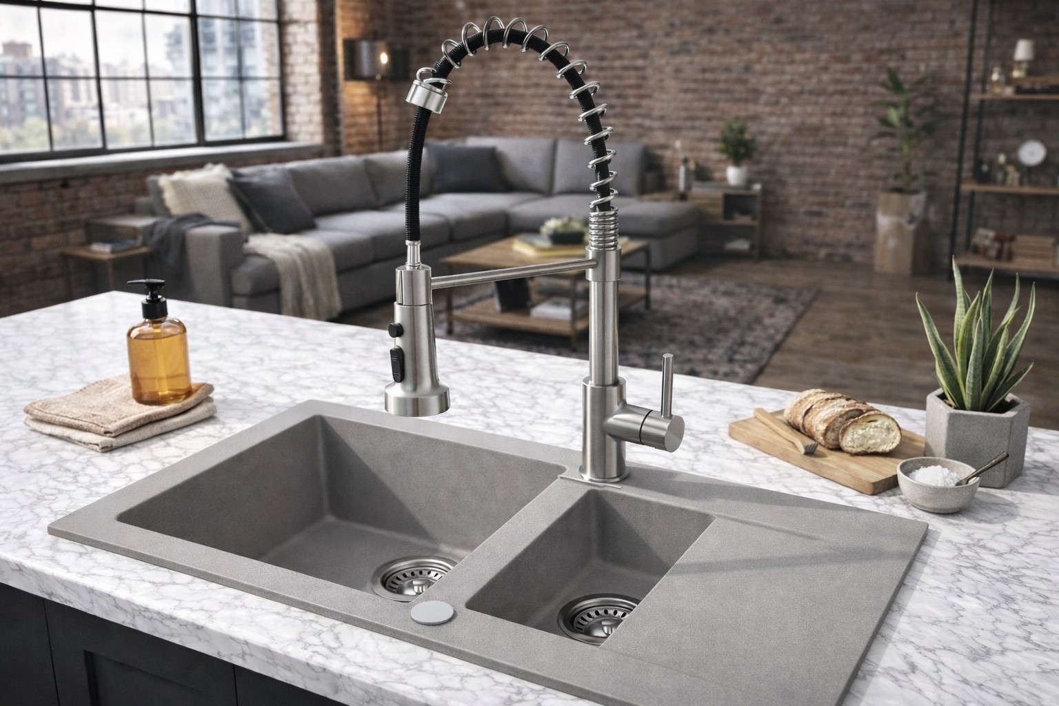 Ruvetti Signum zlewozmywak granitowy 79x49,5 cm szary 3001S_GR1560_W